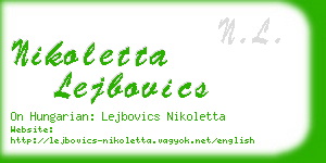 nikoletta lejbovics business card